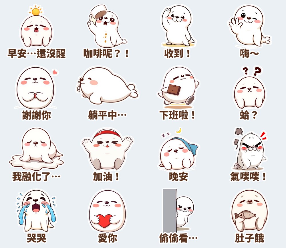 麻糬海豹噗嚕 16 張貼圖預覽