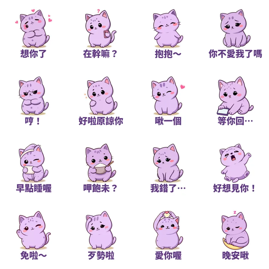 芋圓貓 16 張情侶 LINE 貼圖一覽