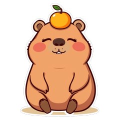 柚柚水豚・情緒穩定中 LINE貼圖 / Calm capybara with a yuzu: stay-chill stickers / 情緒安定カピバラ・ゆずのせ