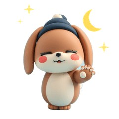 黏土垂耳兔睏睏・晚安熬夜中 LINE貼圖 / Sleepy clay lop bunny: good-night stickers / ねんどのたれ耳うさぎ・おやすみ