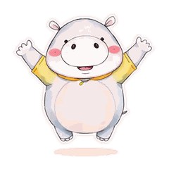 水彩河馬胖胖・颱風天氣篇 LINE貼圖 / Watercolor hippo weather stickers / 水彩カバ・お天気あいさつ